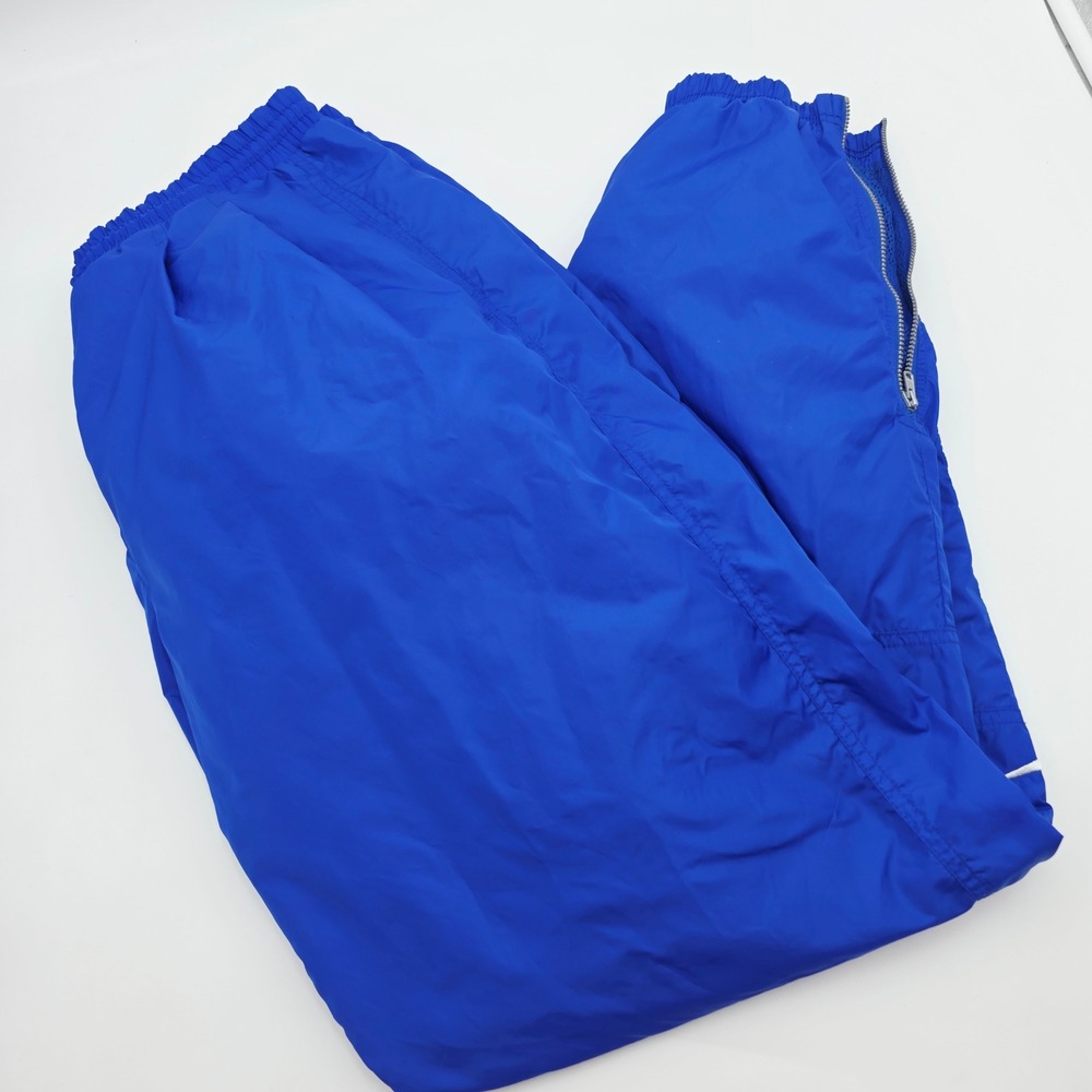 Nike Team Mens L Track Pants Royal Blue Mesh Lined Nylon Joggers Zipper Ankle